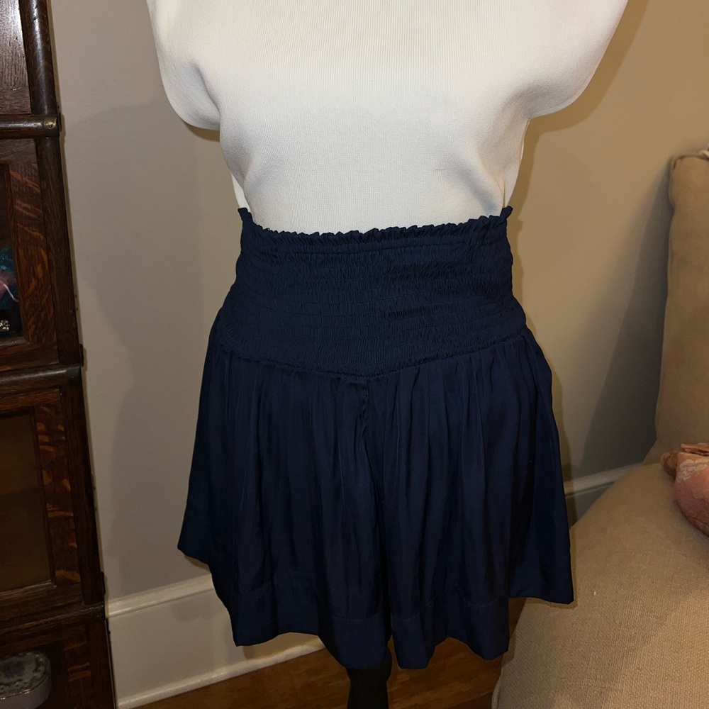 White Top with Navy Skirt